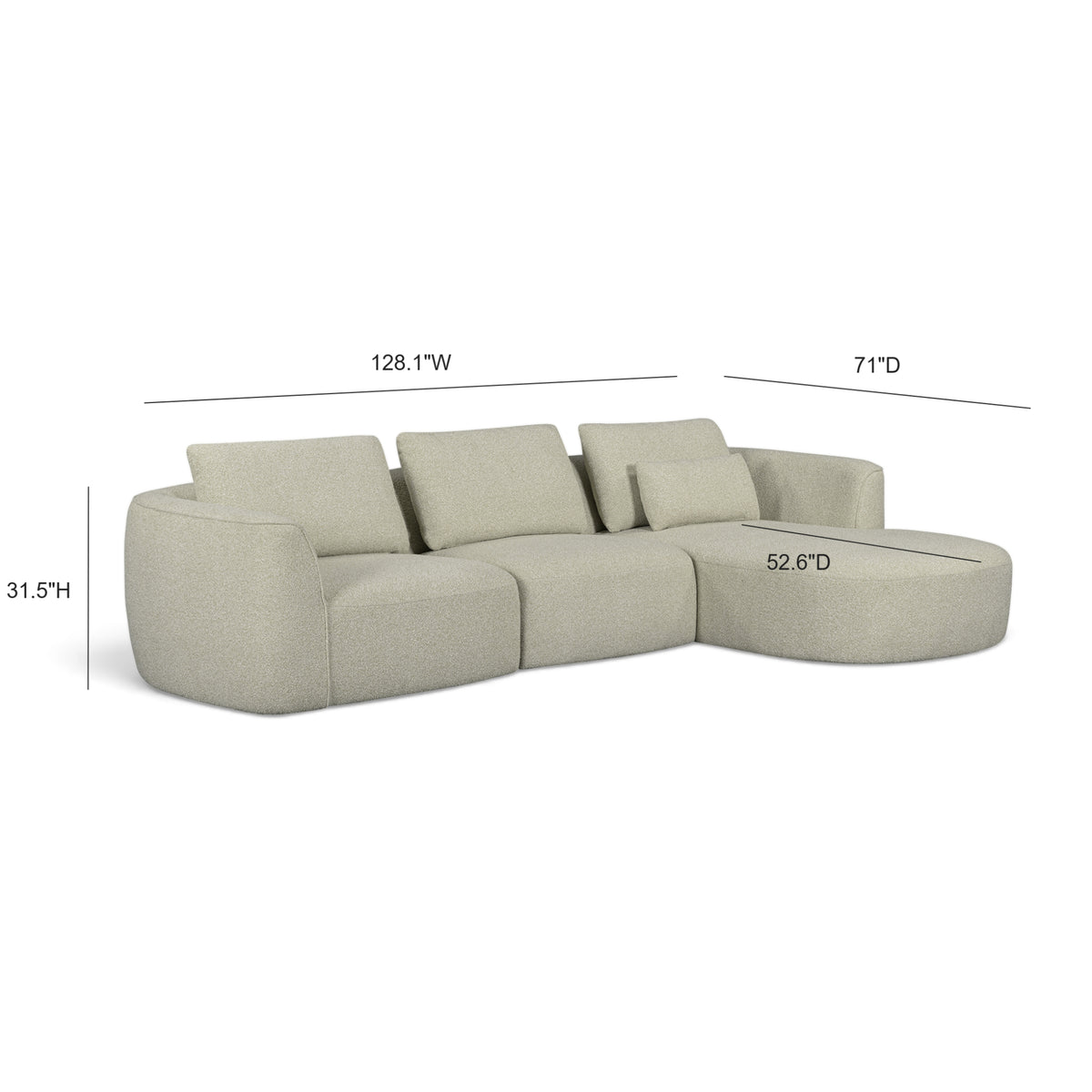 Noor 3-Piece Modular Sectional - Wheat / RAF - Image 6
