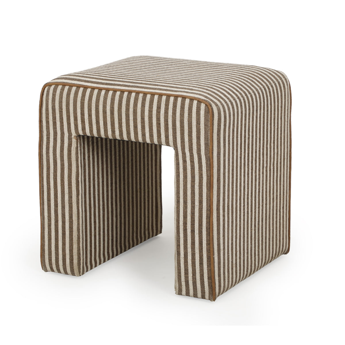 Byron Square Cotton Jute Ottoman - Brown - Image 3
