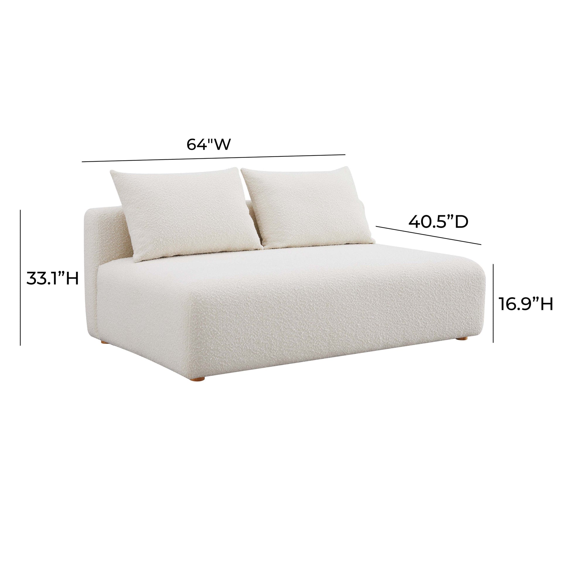 Hangover 64" Armless Loveseat - Cream - Image 5