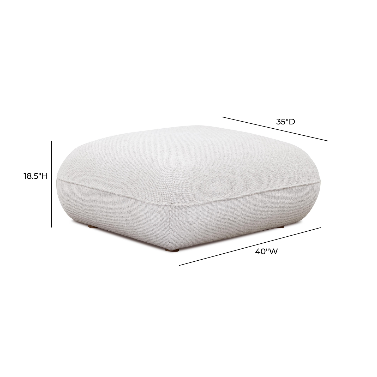 Arezza Stone White Contract-Grade Basketweave Chenille Ottoman - Image 6