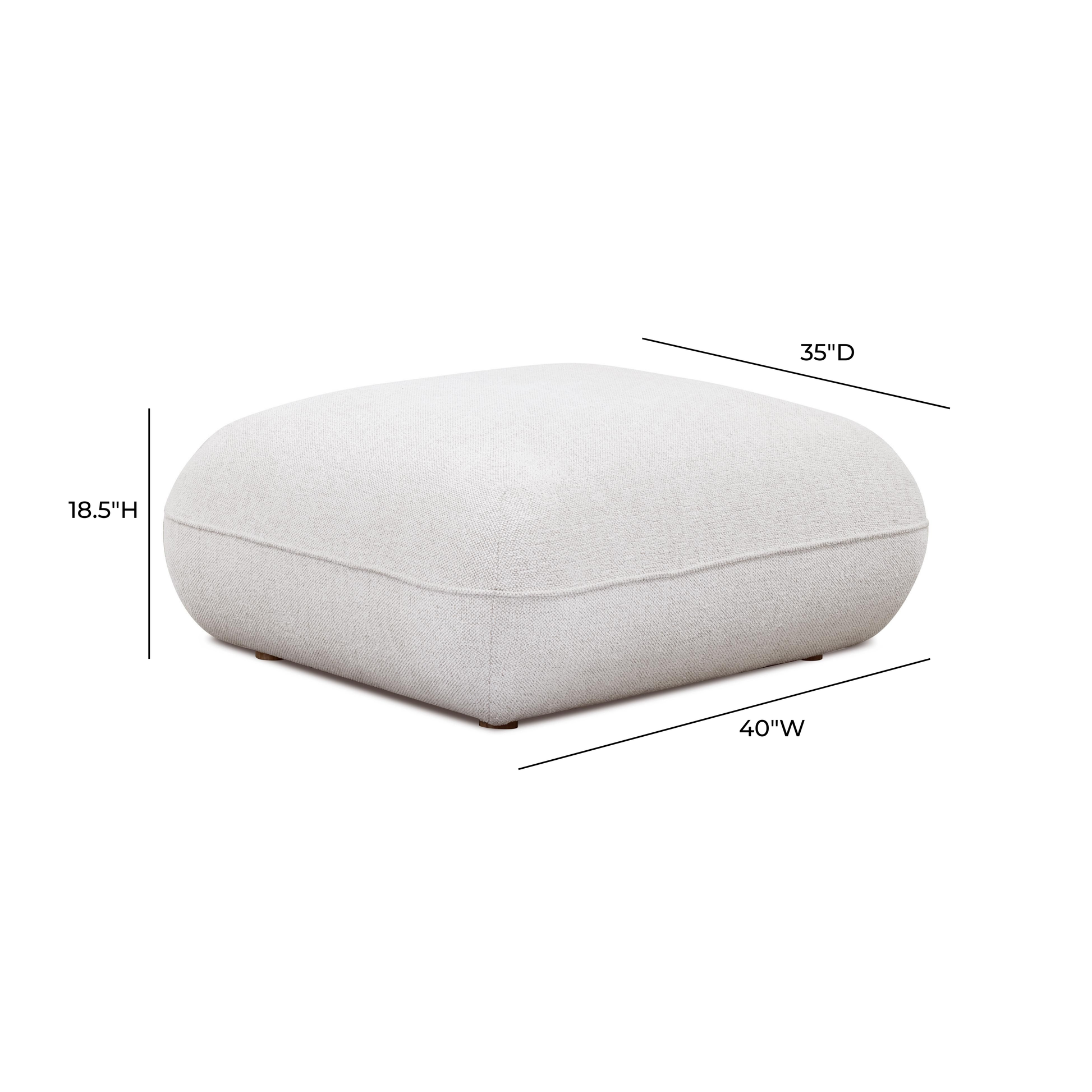 Arezza Stone White Contract-Grade Basketweave Chenille Ottoman - Image 6