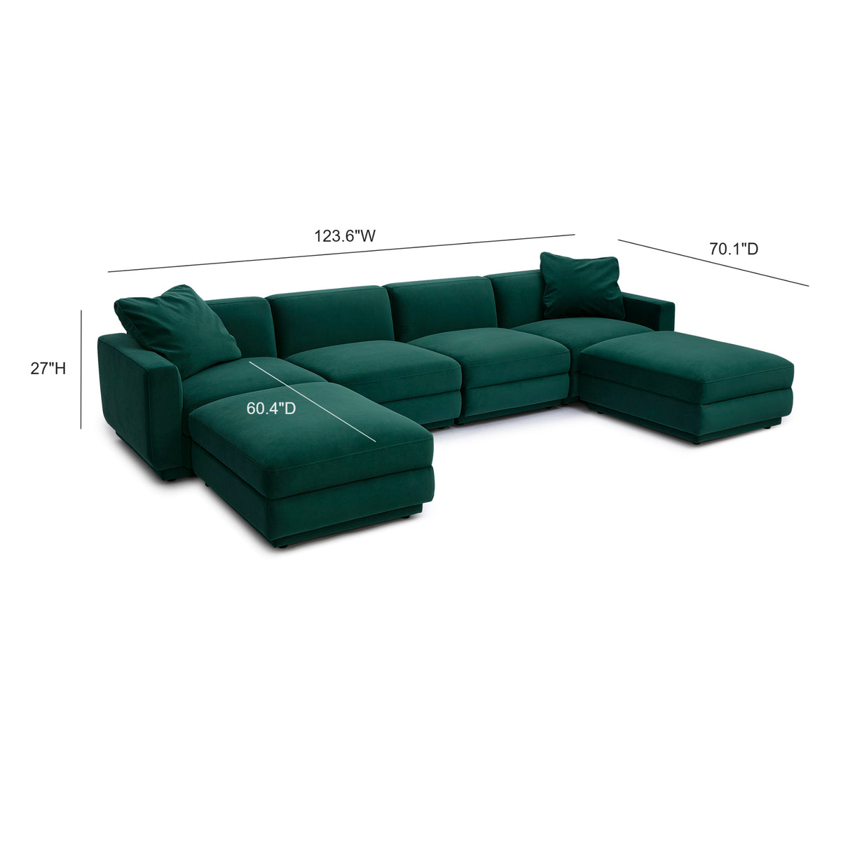 Perry 6-Piece Modular U-Sectional - Deep Green - Image 6