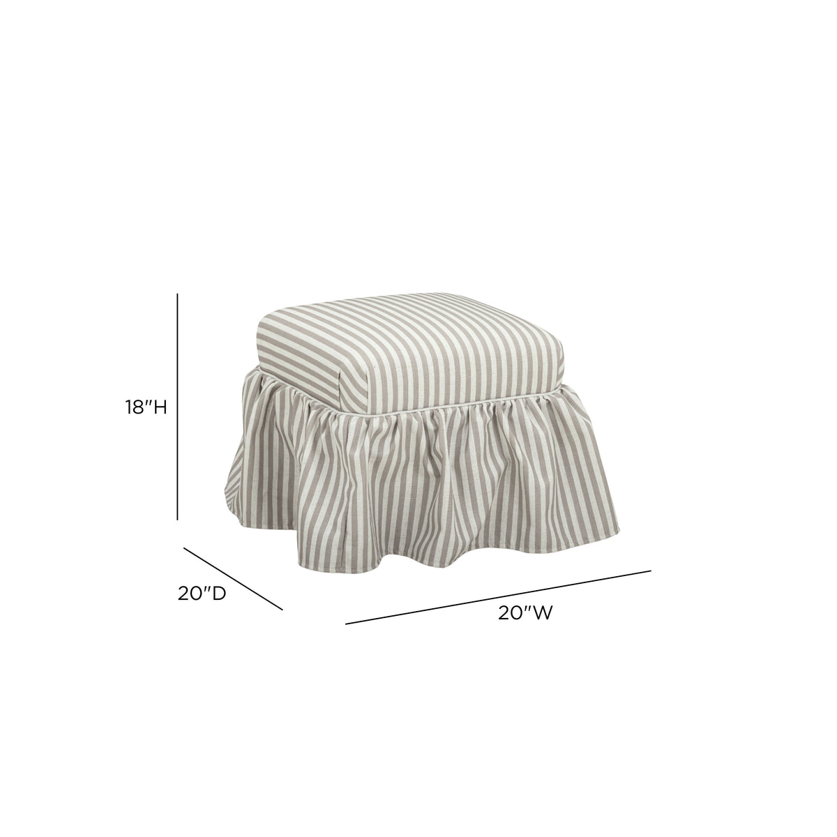 Gertrude Performance Linen Skirted Ottoman - Khaki - Image 6