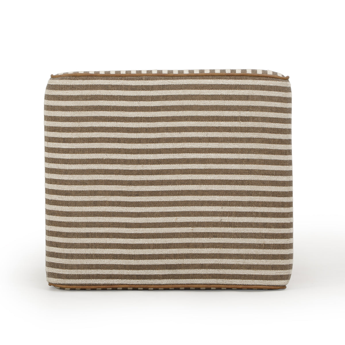 Byron Square Cotton Jute Ottoman - Brown - Image 4