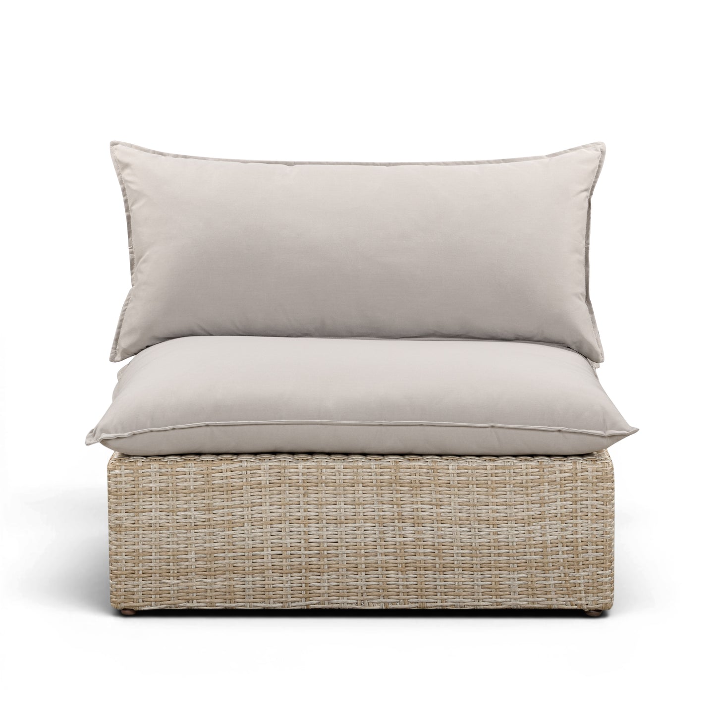 Cali Performance Fabric & Wicker Outdoor Armless Chair - Grey / Natural - Image 1