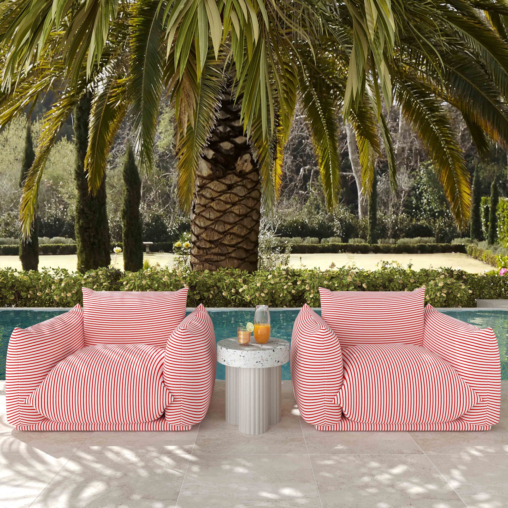 Saint Tropez Stuffed Indoor/Outdoor Armchair - Red - Image 2