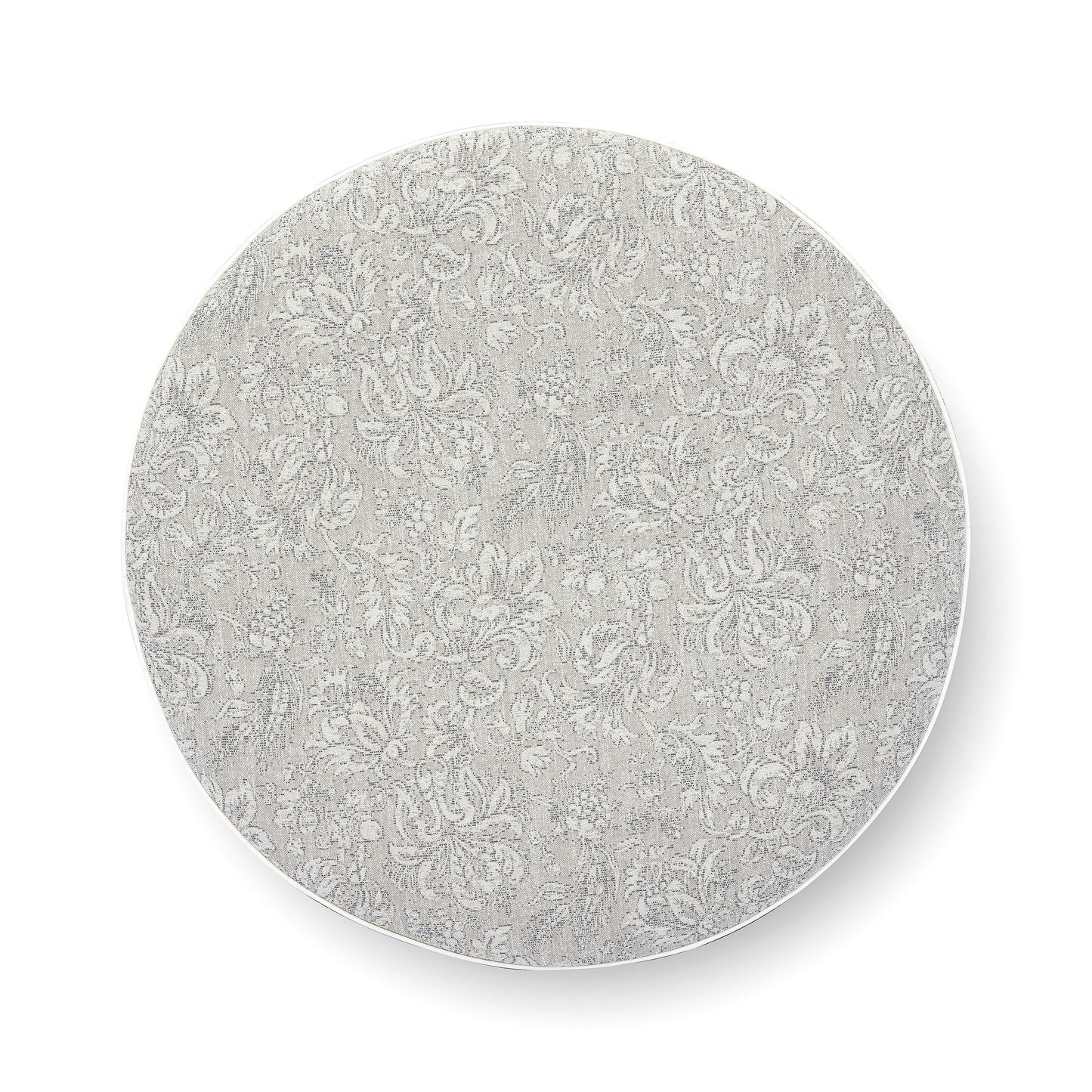 Tassy Tasseled Round Ottoman - Neutral Floral - Image 5