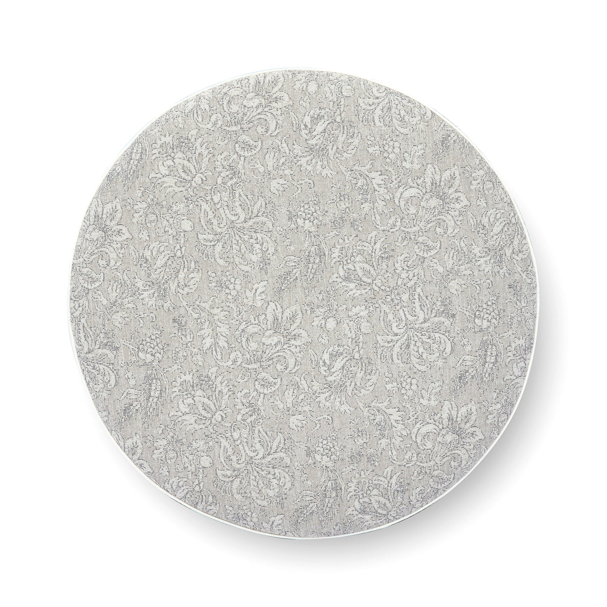 Tassy Tasseled Round Ottoman - Neutral Floral - Image 5