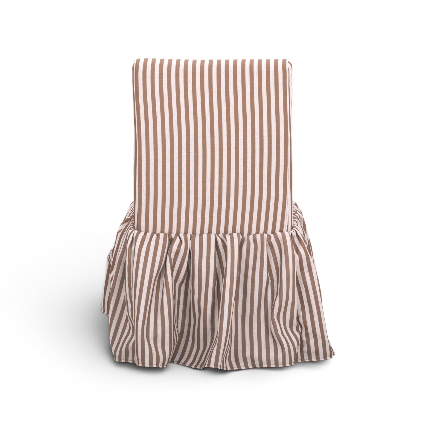 Gertrude Striped Performance Linen Skirted Dining Chair - Brown - Image 5