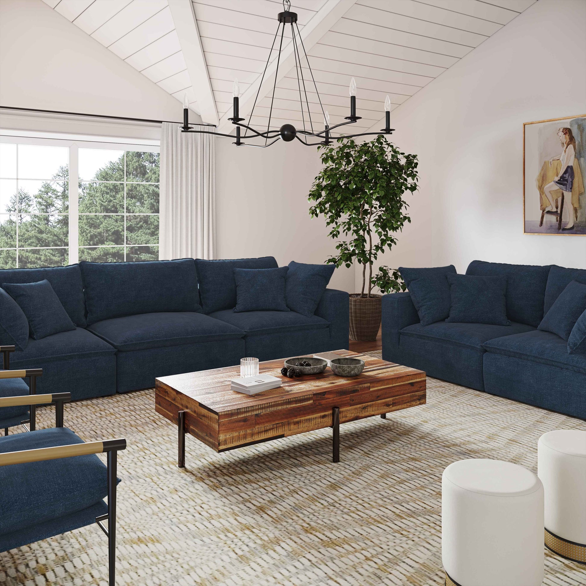 Cali 80" Modular Loveseat - Navy - Image 2