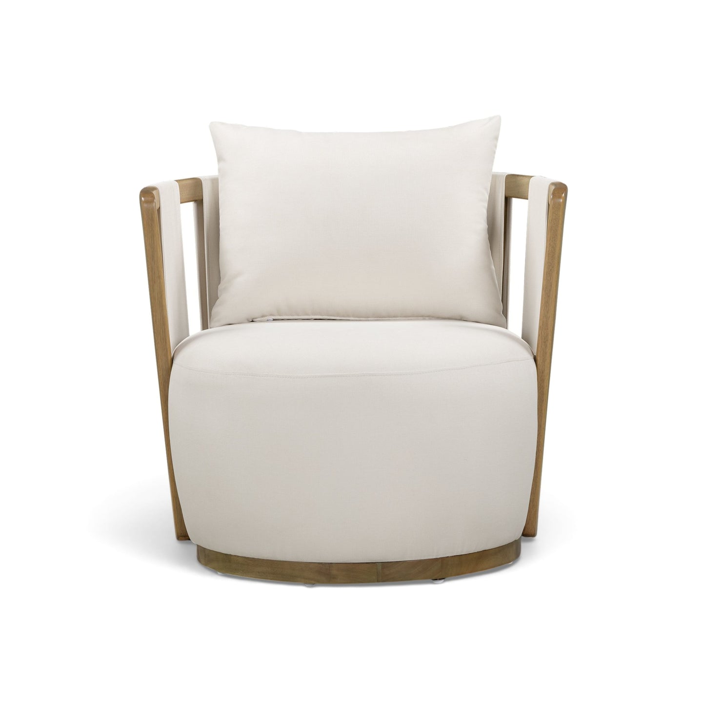 Paolo Cream Upcycled Basketweave Fabric Outdoor Accent Chair - Image 2
