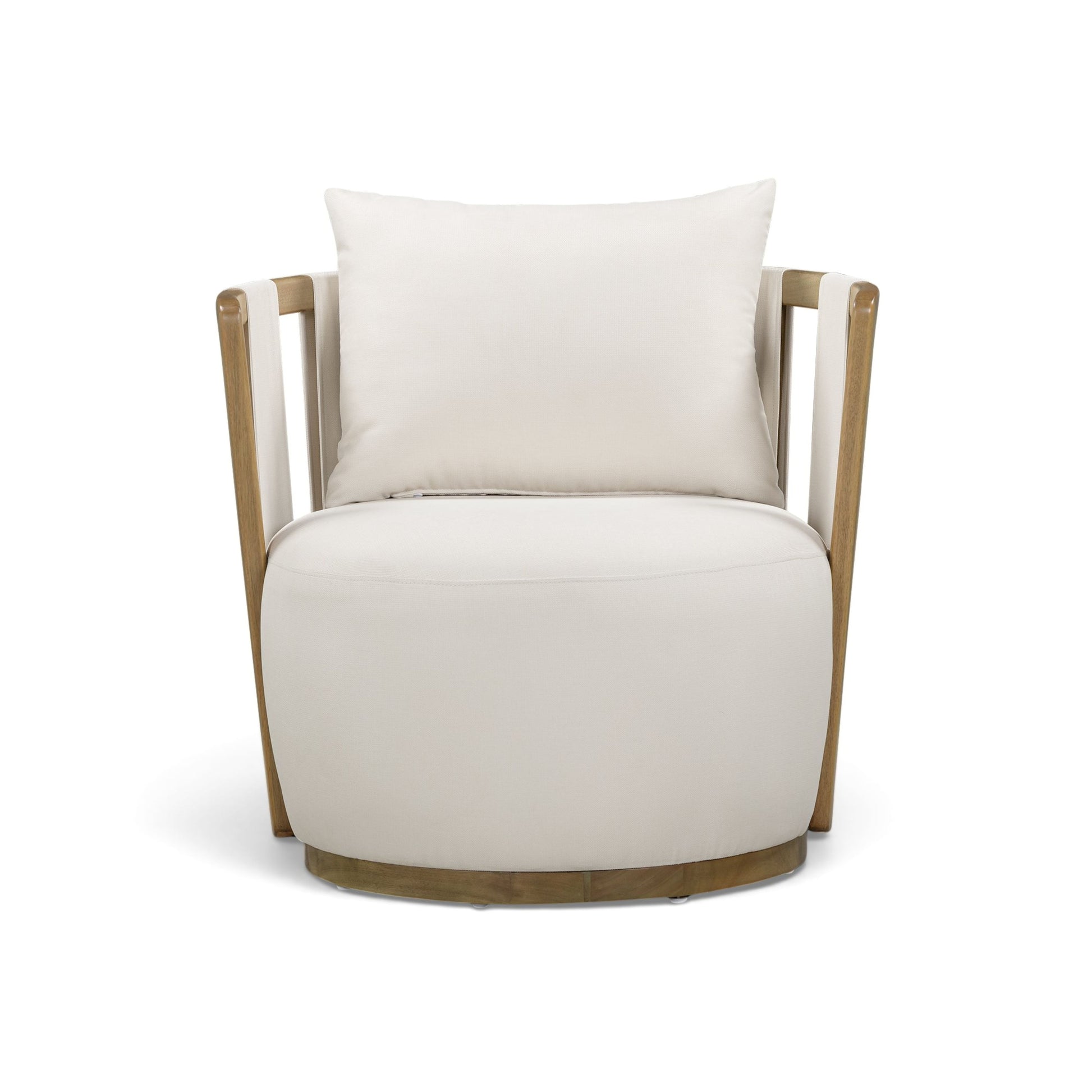 Paolo Cream Upcycled Basketweave Fabric Outdoor Accent Chair - Image 2