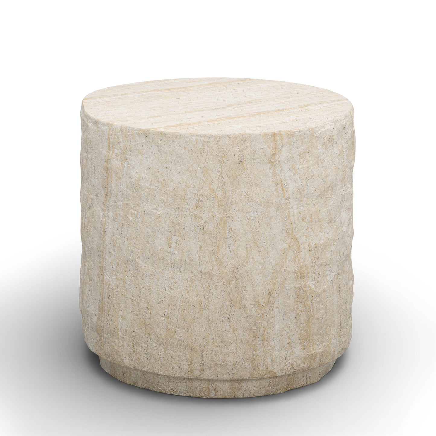 Roxanne Faux Travertine Indoor/Outdoor Concrete Side Table - Image 2