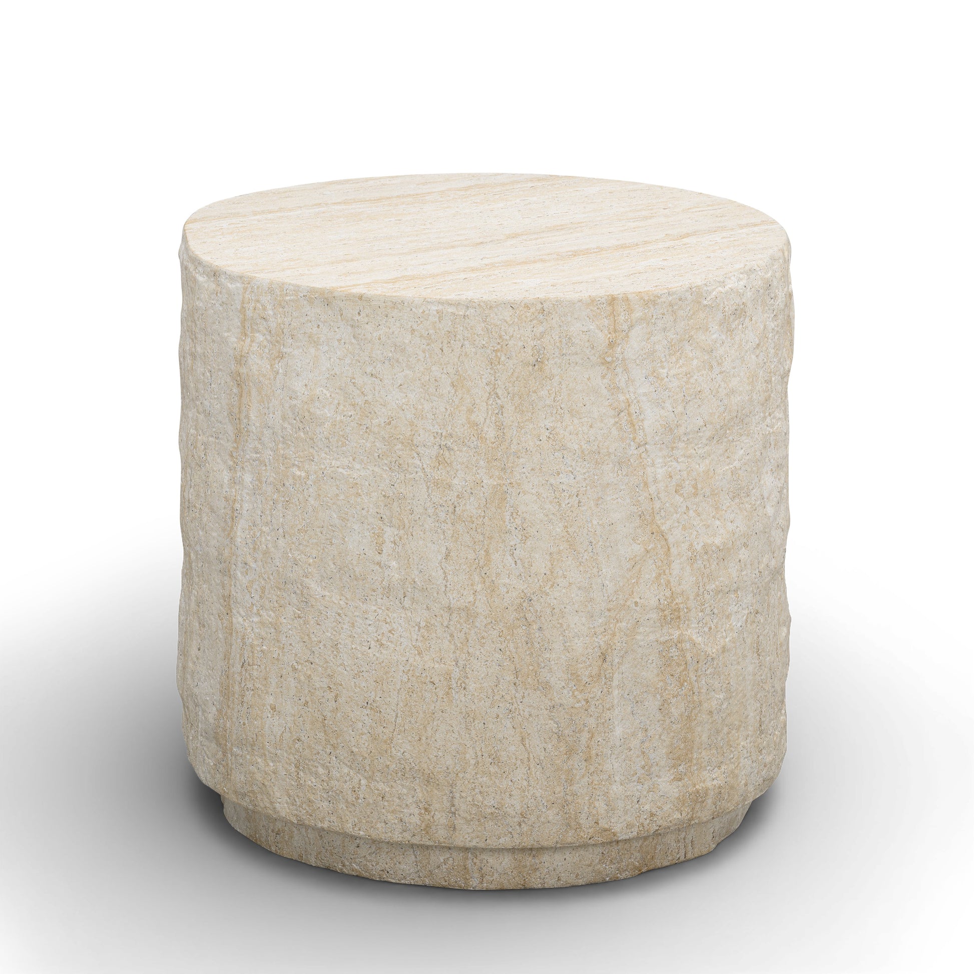 Roxanne Faux Travertine Indoor/Outdoor Concrete Side Table - Image 2