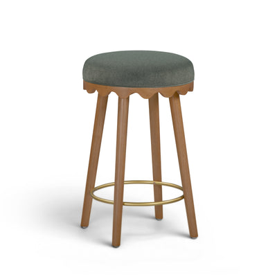 Oodle Green Performance Vegan Mohair Light Walnut Counter Stool - Image 1