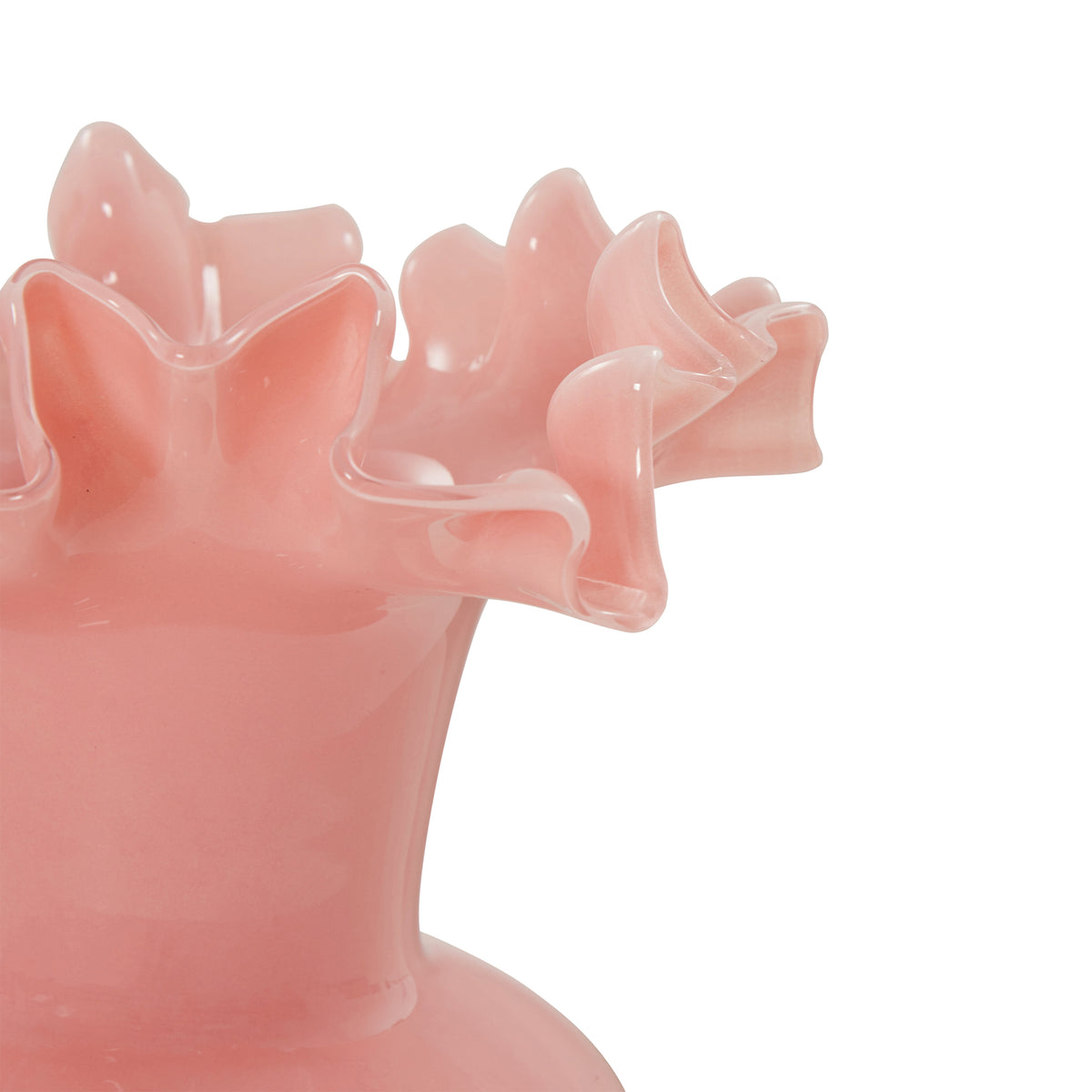 Spackle Ruffled Pink Glass Vase (12"-18") - 12" - Image 3