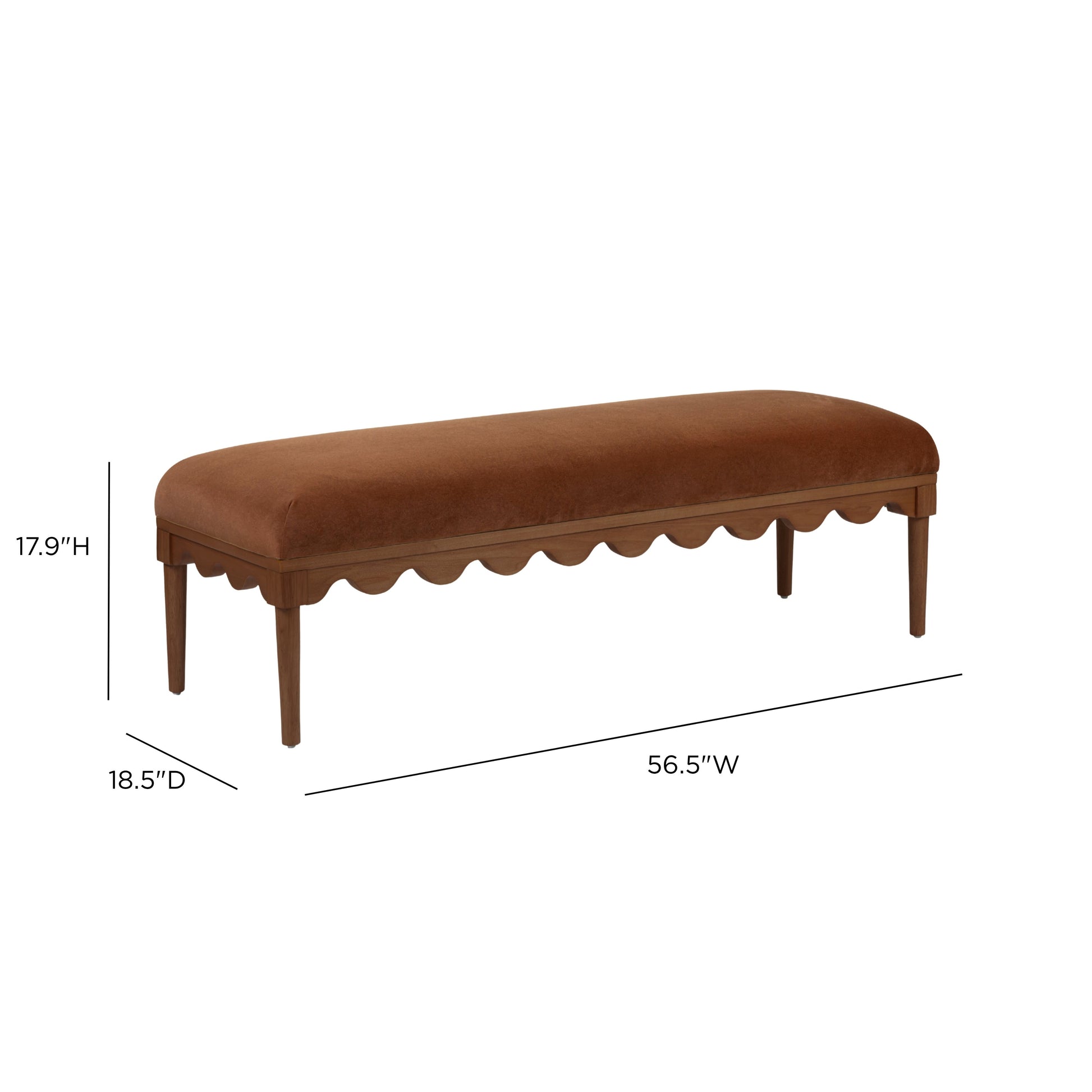 Oodle 56.5" Performance Vegan Mohair Bench - Bronze / Walnut - Image 6