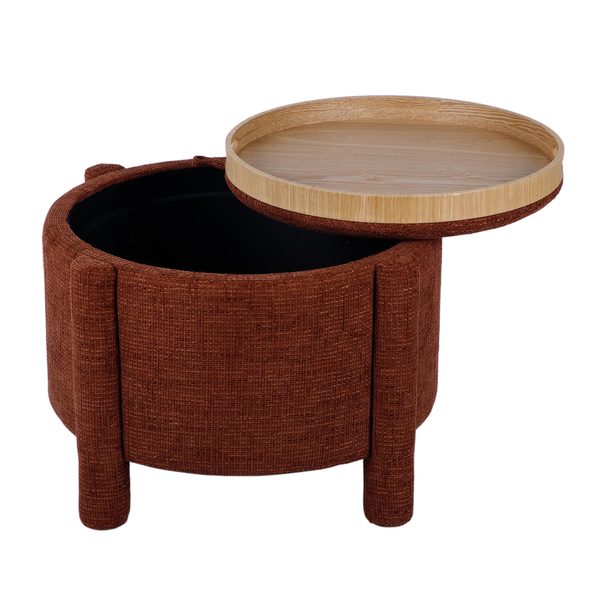 Bellamy Railroad Chenille Storage Stool With Reversible Tray Top - Brown - Image 5