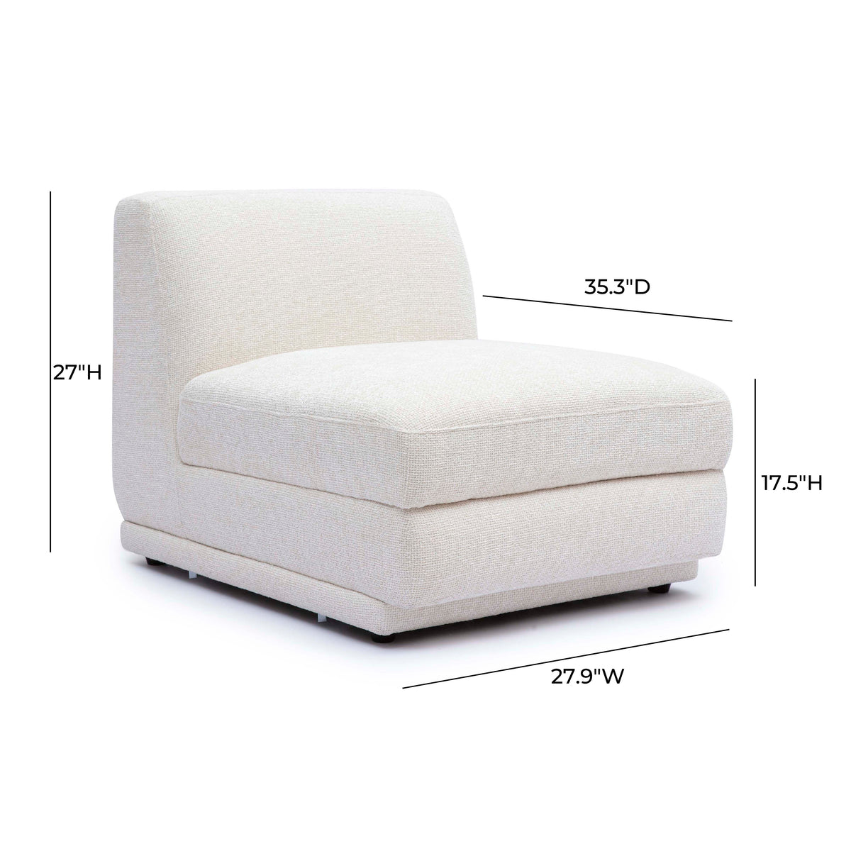 Perry Modular Armless Chair - Cream - Image 5