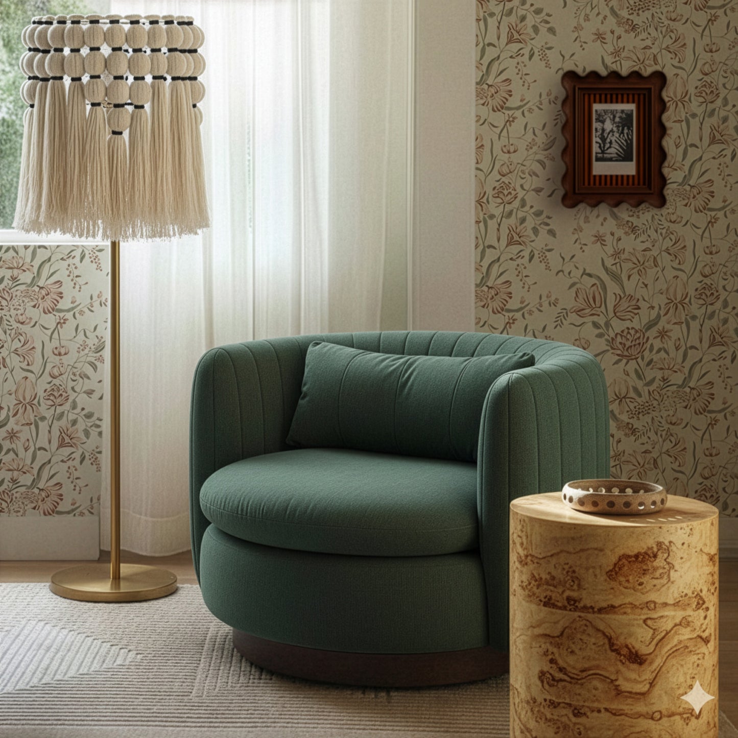 Nura Swivel Accent Chair - Forest Green - Image 2