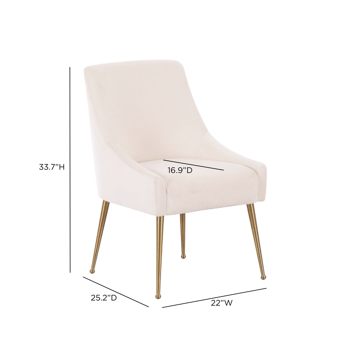 Beatrix Performance Velvet Dining Chair - Cream - Image 8