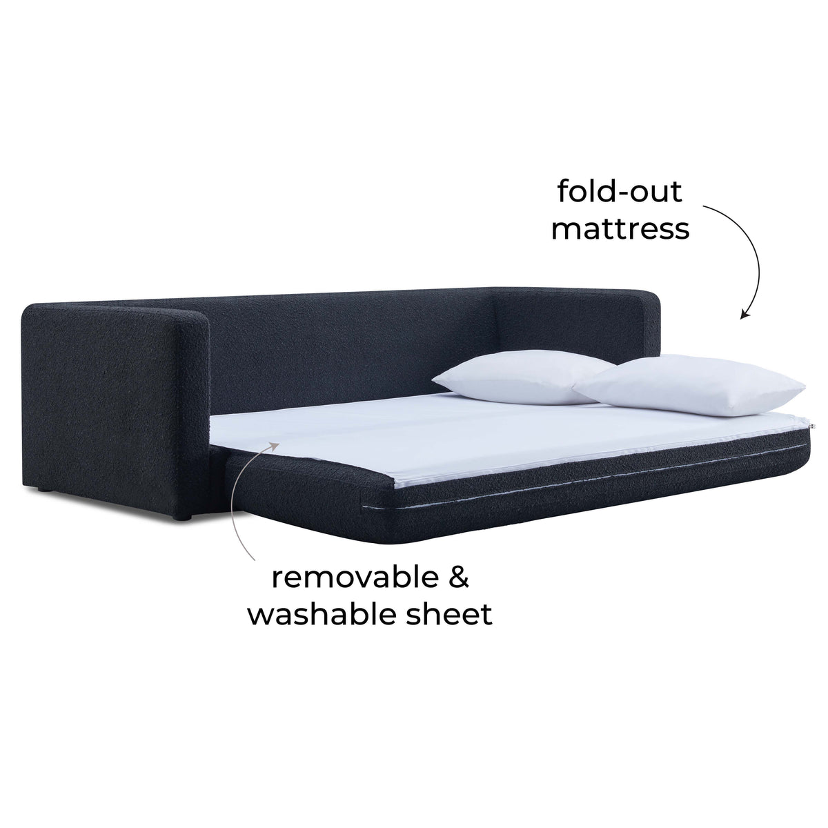 Ryan 91" Sleeper Sofa - Black - Image 6