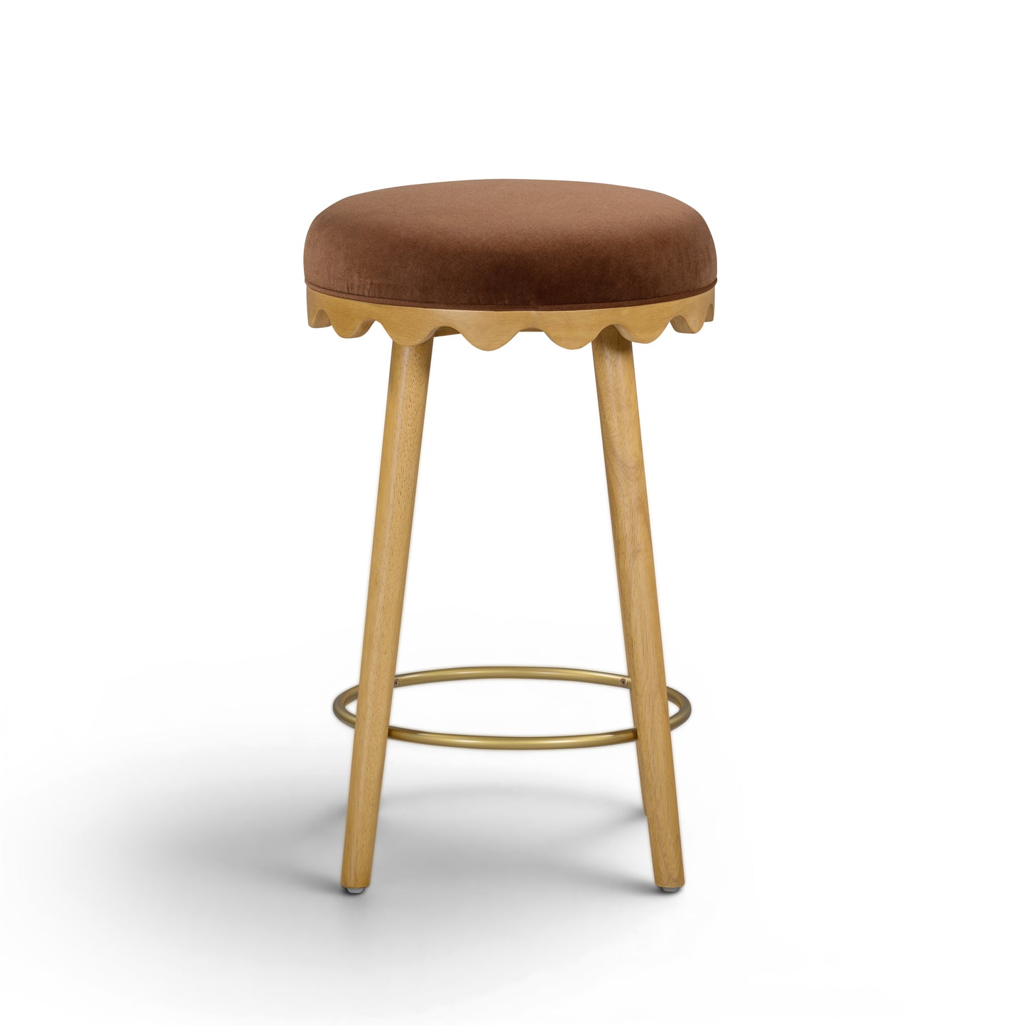 Oodle Bronze Performance Vegan Mohair Natural Counter Stool - Image 3