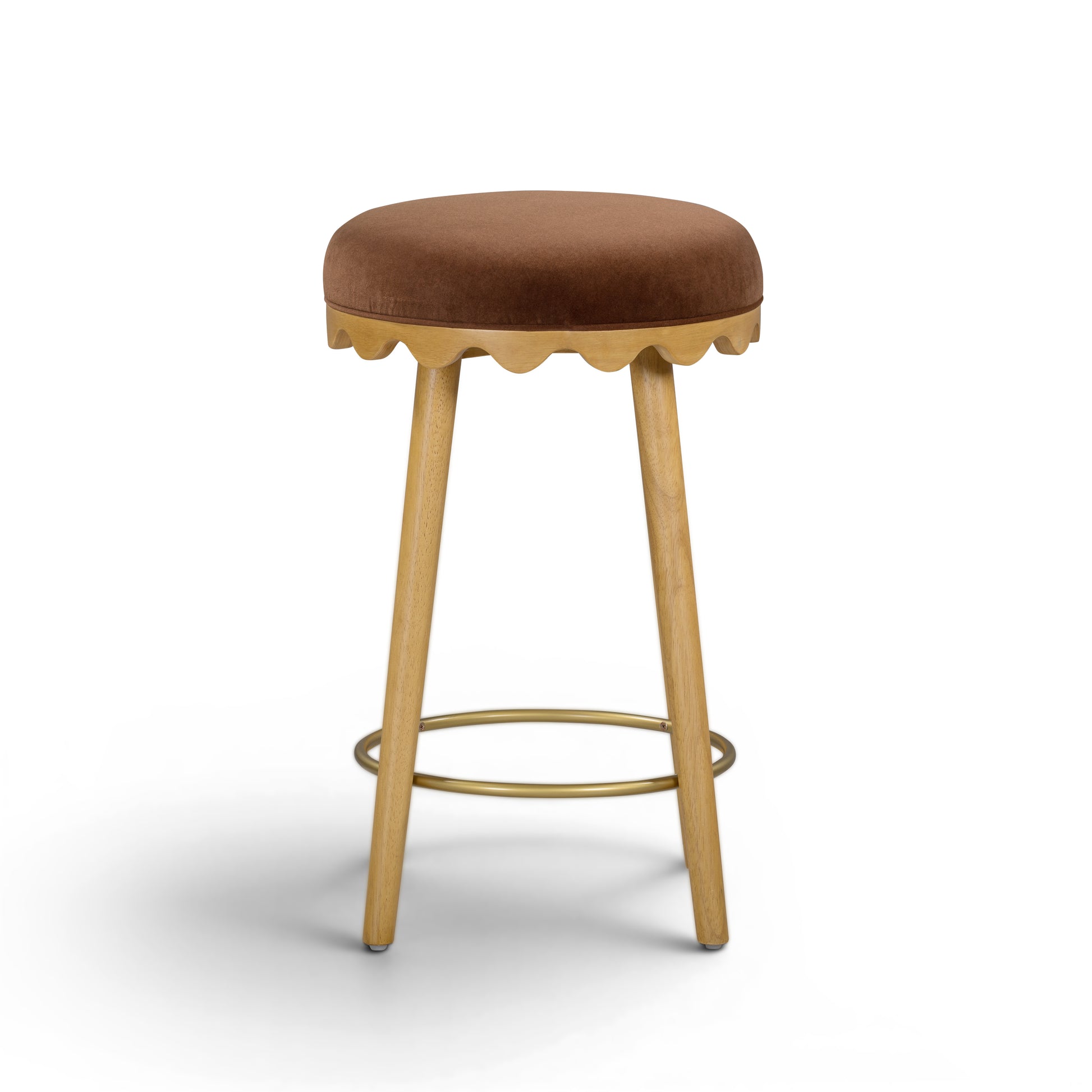 Oodle Bronze Performance Vegan Mohair Natural Counter Stool - Image 3