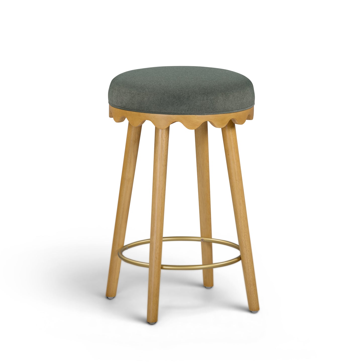 Oodle Green Performance Vegan Mohair Natural Counter Stool - Image 1