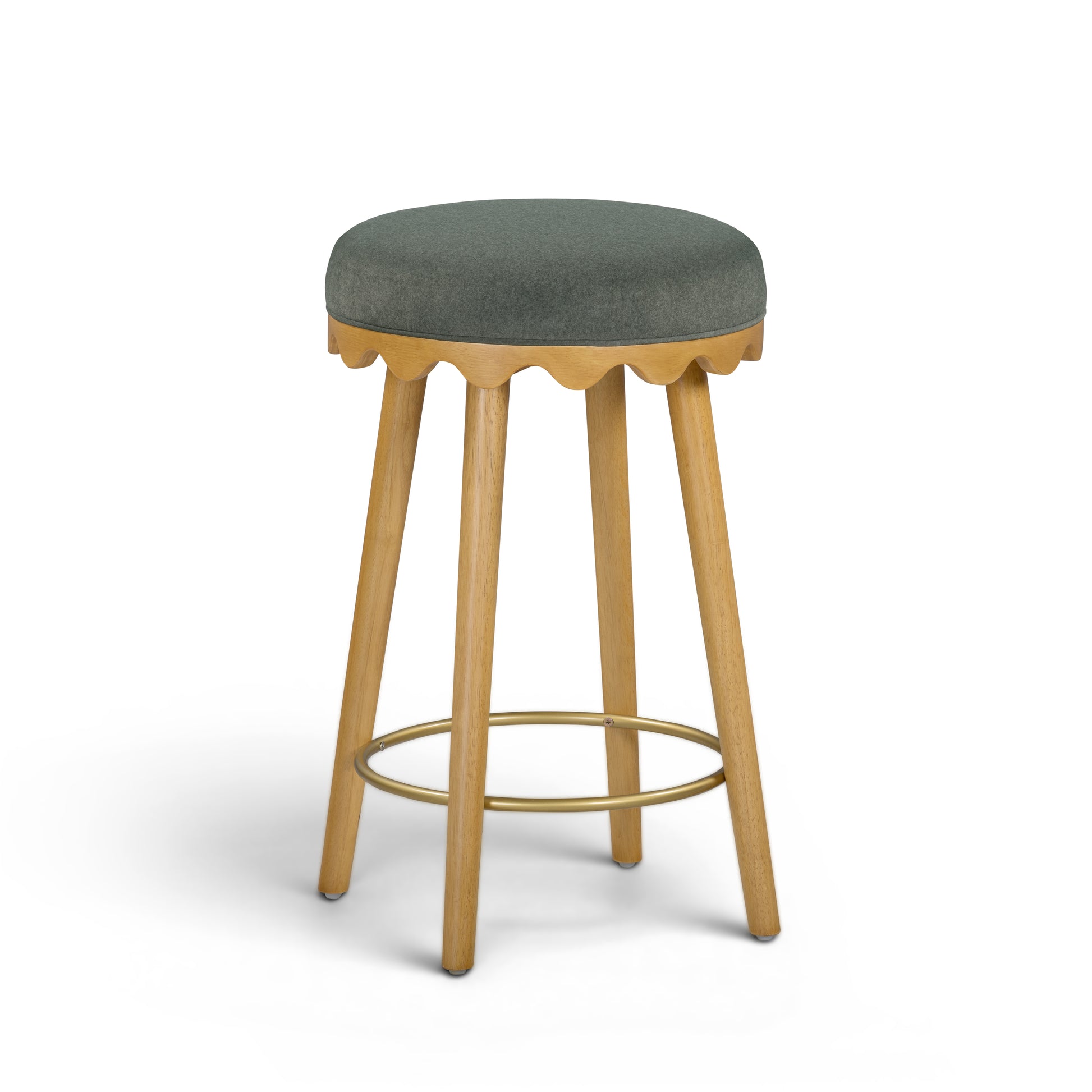 Oodle Green Performance Vegan Mohair Natural Counter Stool - Image 1