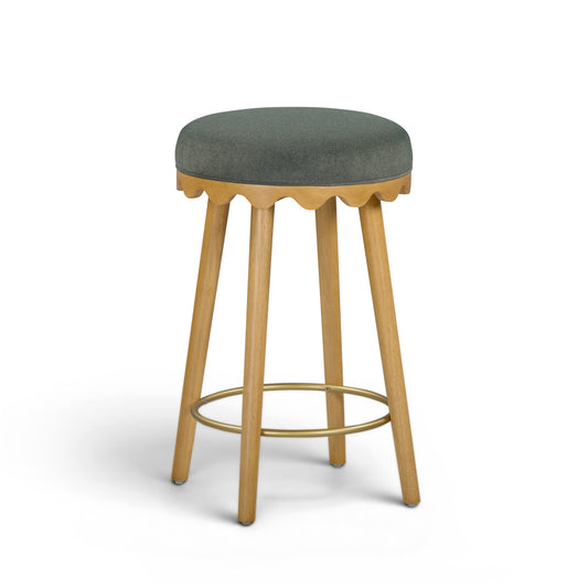 Oodle Green Performance Vegan Mohair Natural Counter Stool - Image 1