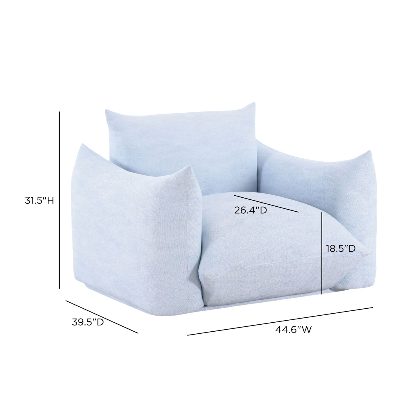 Saint Tropez Stuffed Indoor/Outdoor Armchair - Light Blue - Image 6