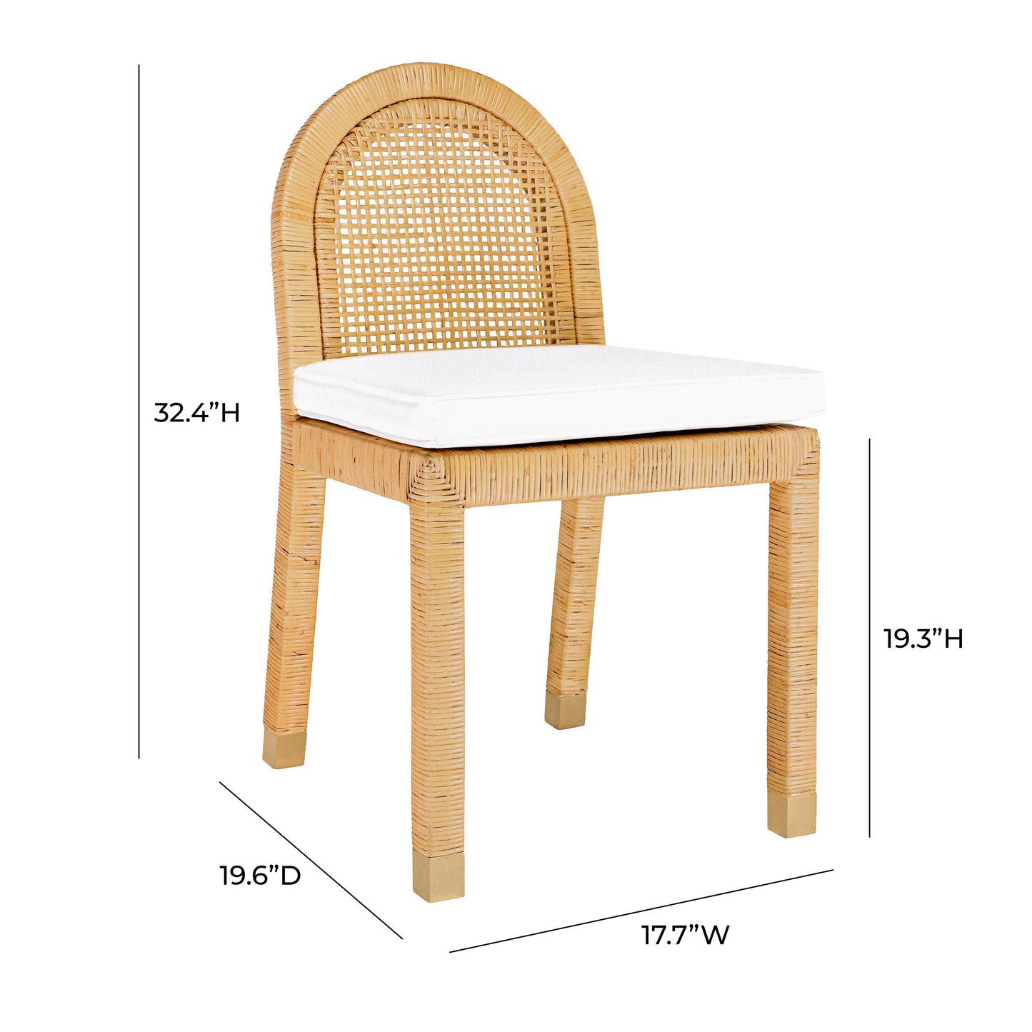 Amara Arched Rattan Dining Chair - Cream - Image 8