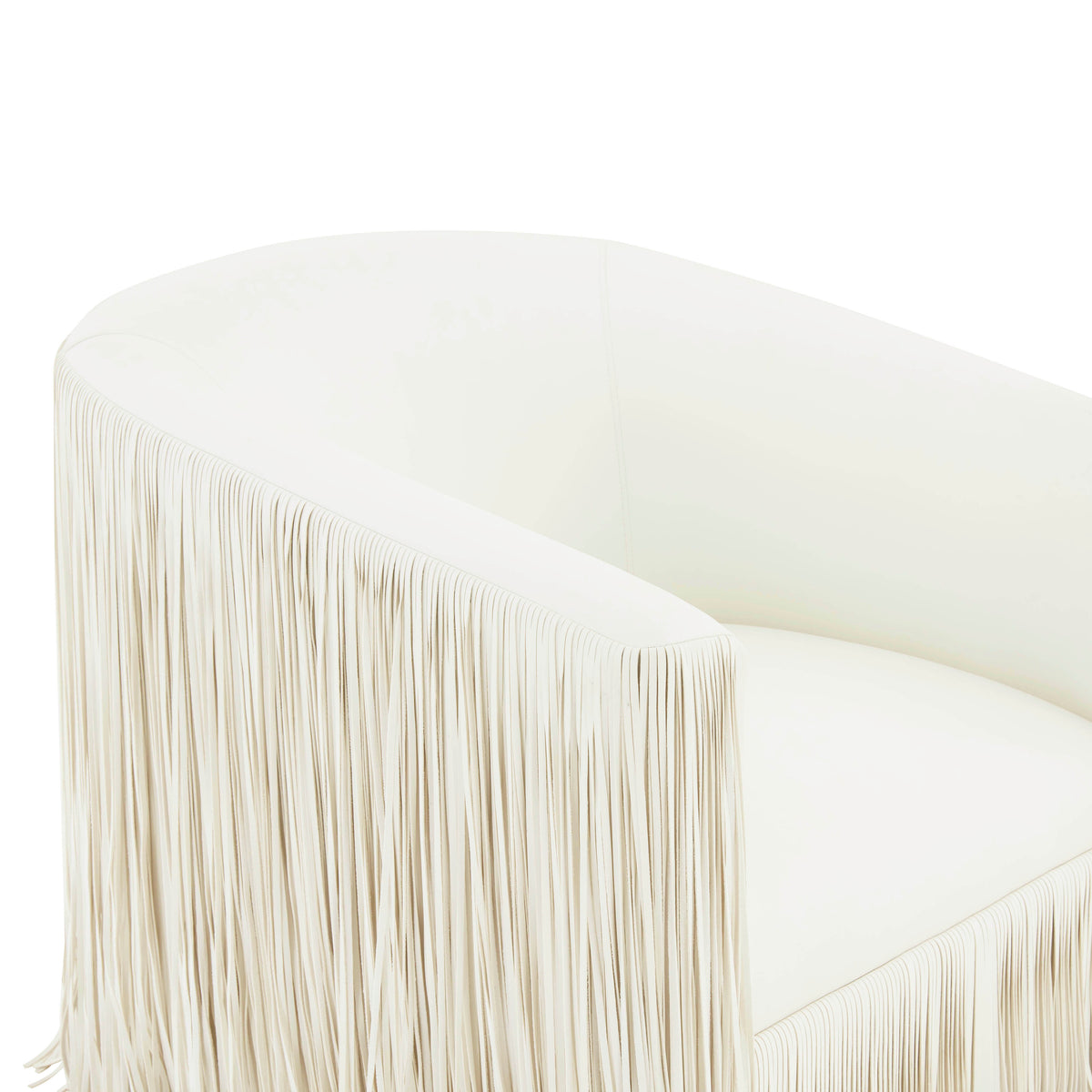 Shag Me Performance Vegan Leather Swivel Accent Chair - Ivory - Image 5
