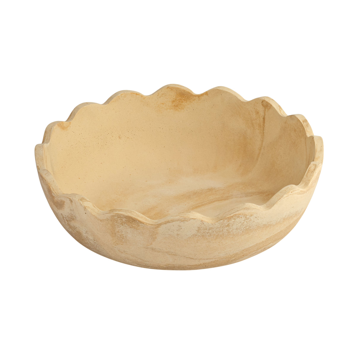 Holly Scalloped Resin Salad Bowl - Sandstone - Image 1