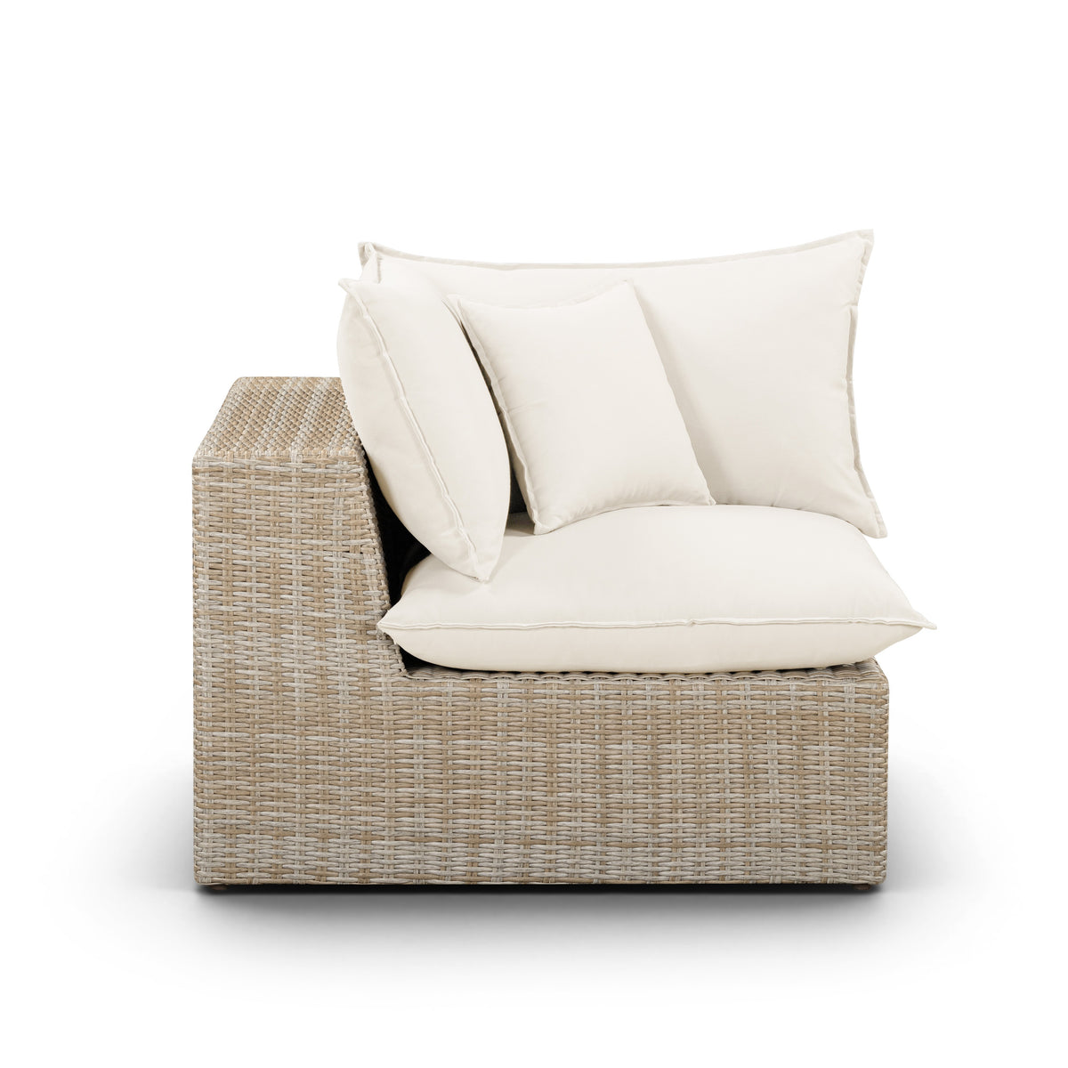 Cali Performance Fabric & Wicker Outdoor Corner Chair - Cream / Natural - Image 2