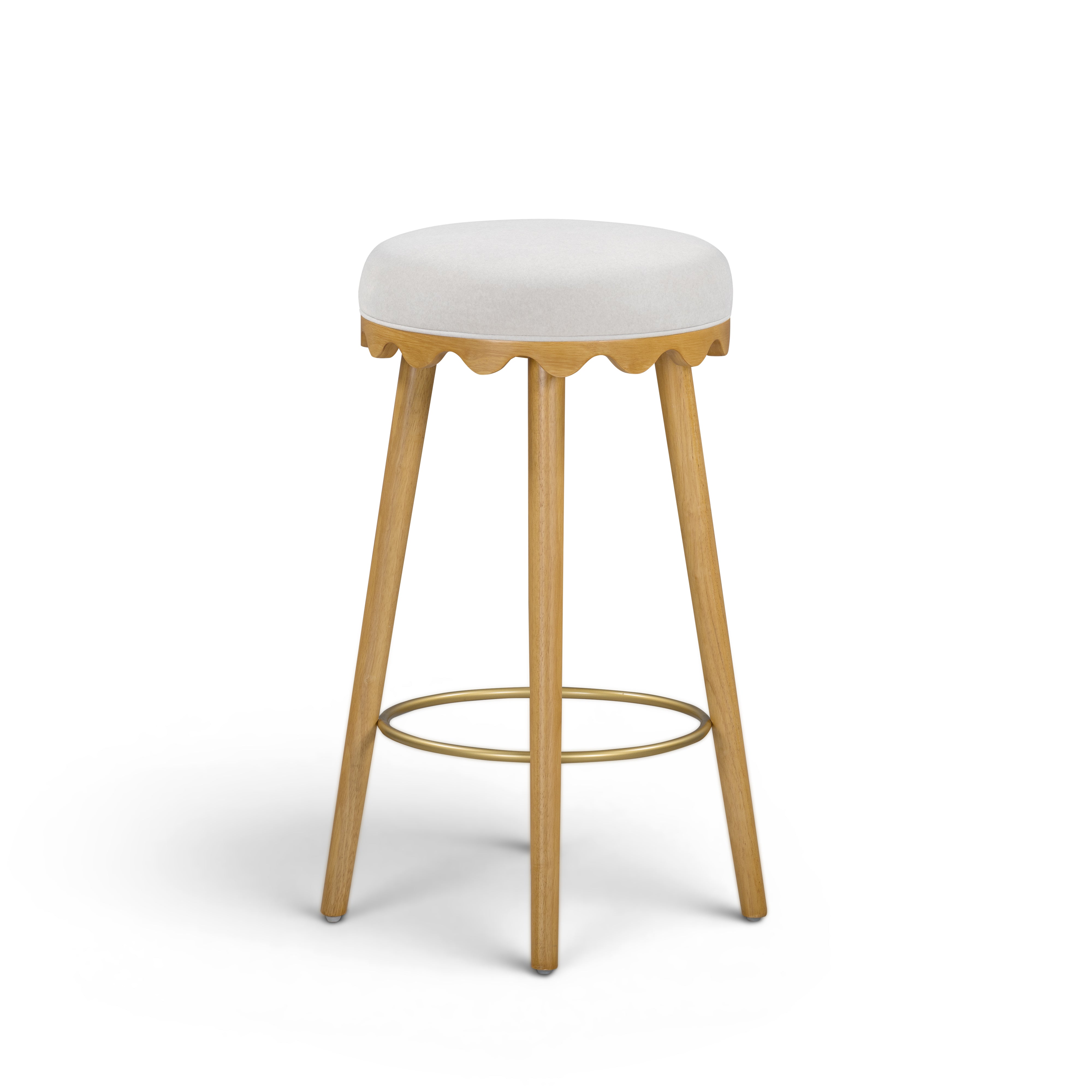Oodle Cream Performance Vegan Mohair Natural Bar Stool | TOV Furniture