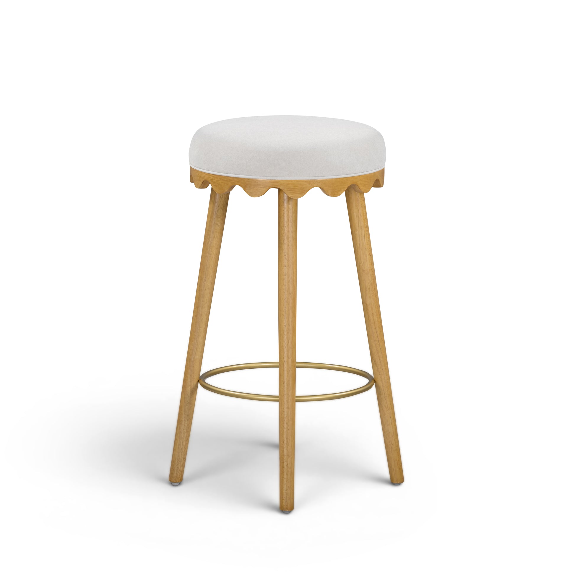 Oodle Cream Performance Vegan Mohair Natural Bar Stool - Image 1