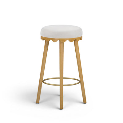 Oodle Cream Performance Vegan Mohair Natural Bar Stool - Image 1