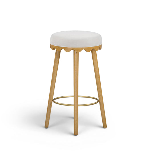 Oodle Cream Performance Vegan Mohair Natural Bar Stool - Image 1