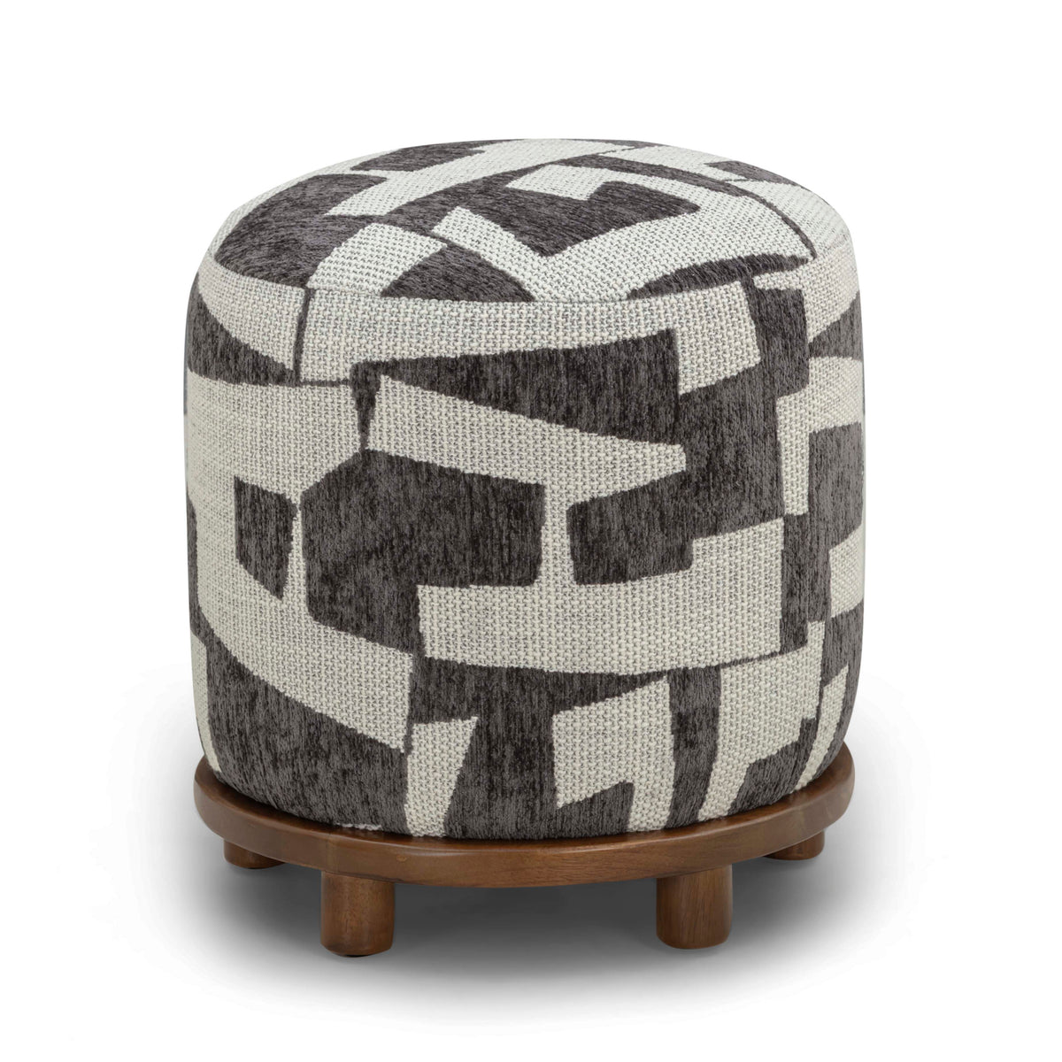 Bisou Performance Jacquard Ottoman - Black - Image 1