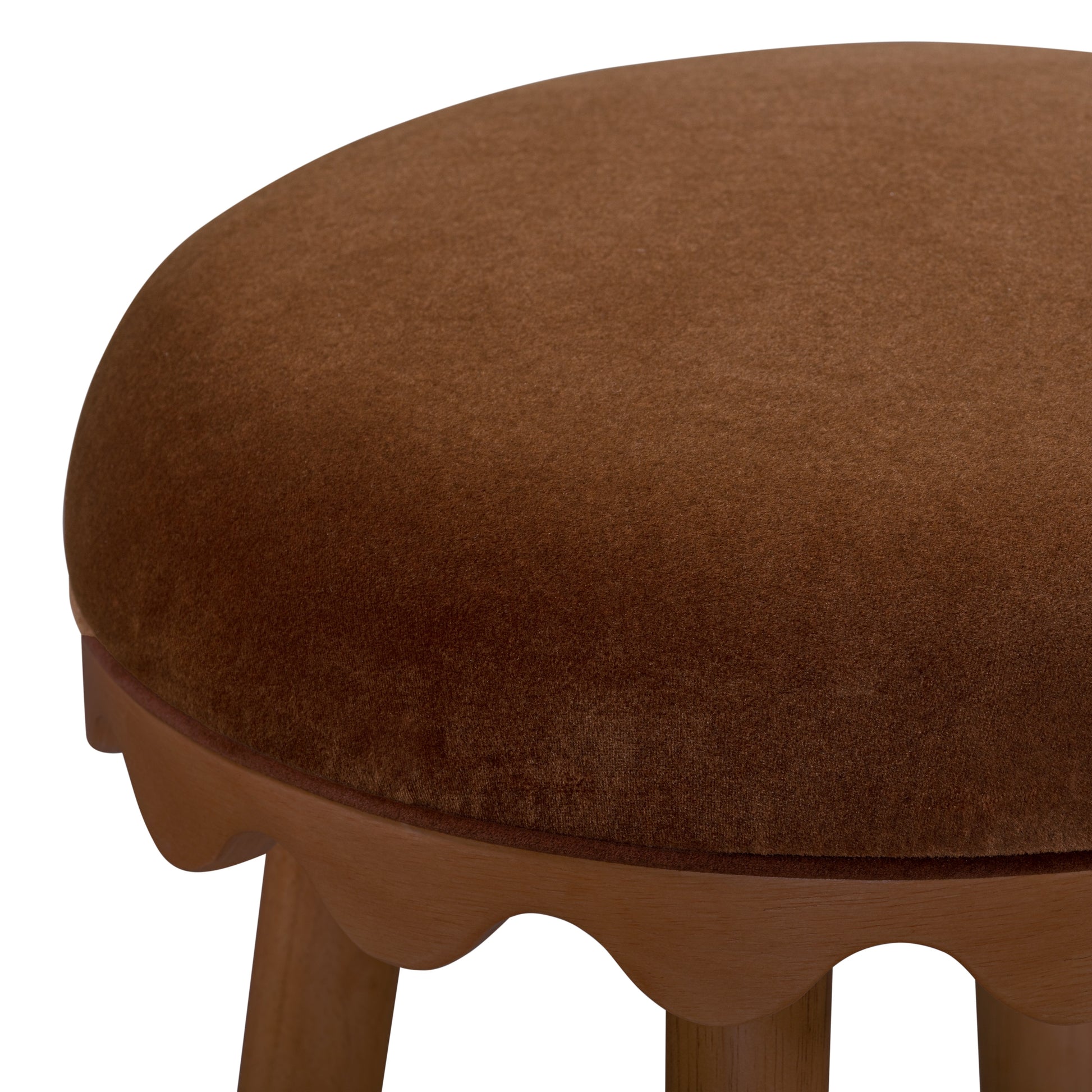 Oodle Bronze Performance Vegan Mohair Light Walnut Bar Stool - Image 4
