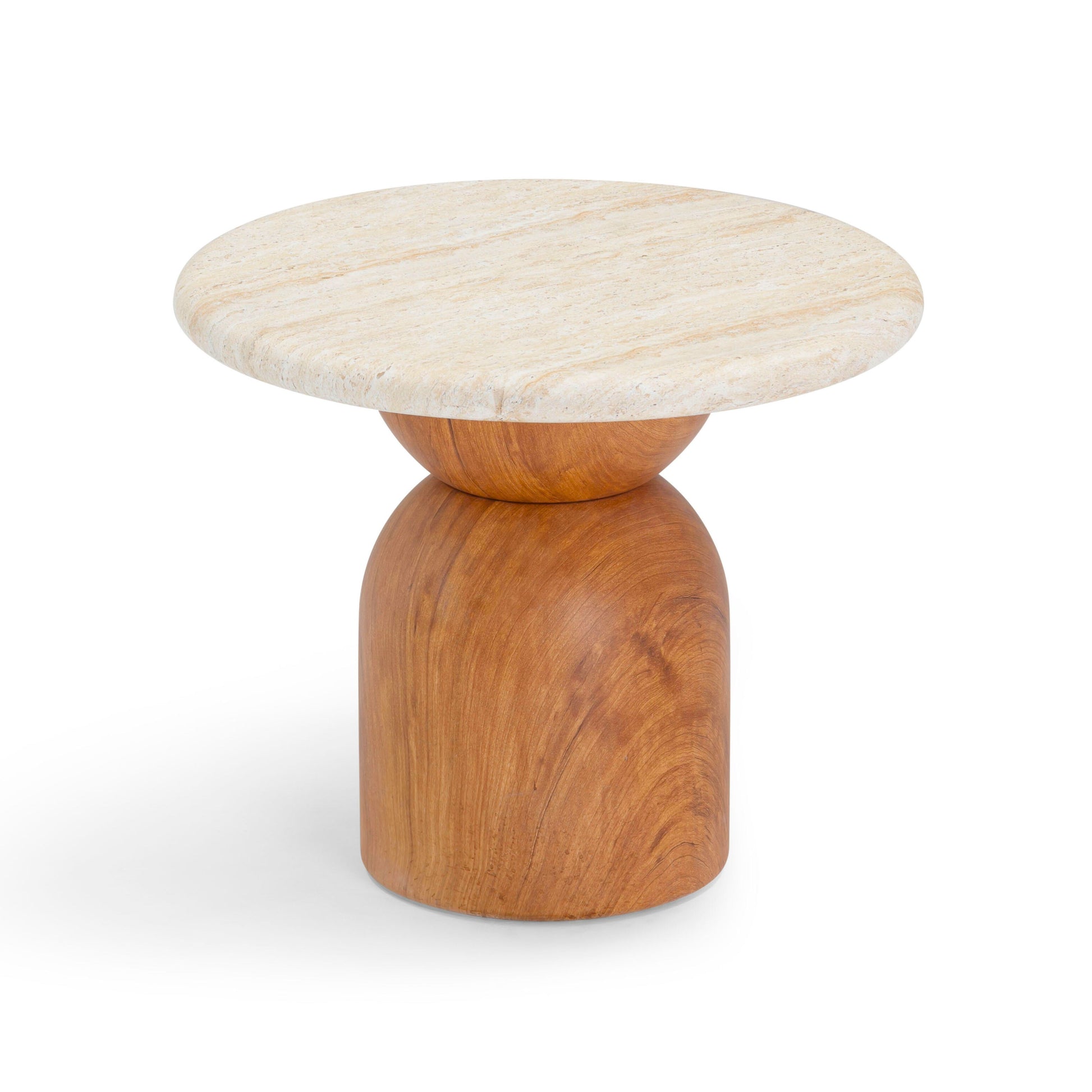 Cynthia Concrete Indoor/Outdoor Side Table - Travertine,Walnut Brown - Image 4