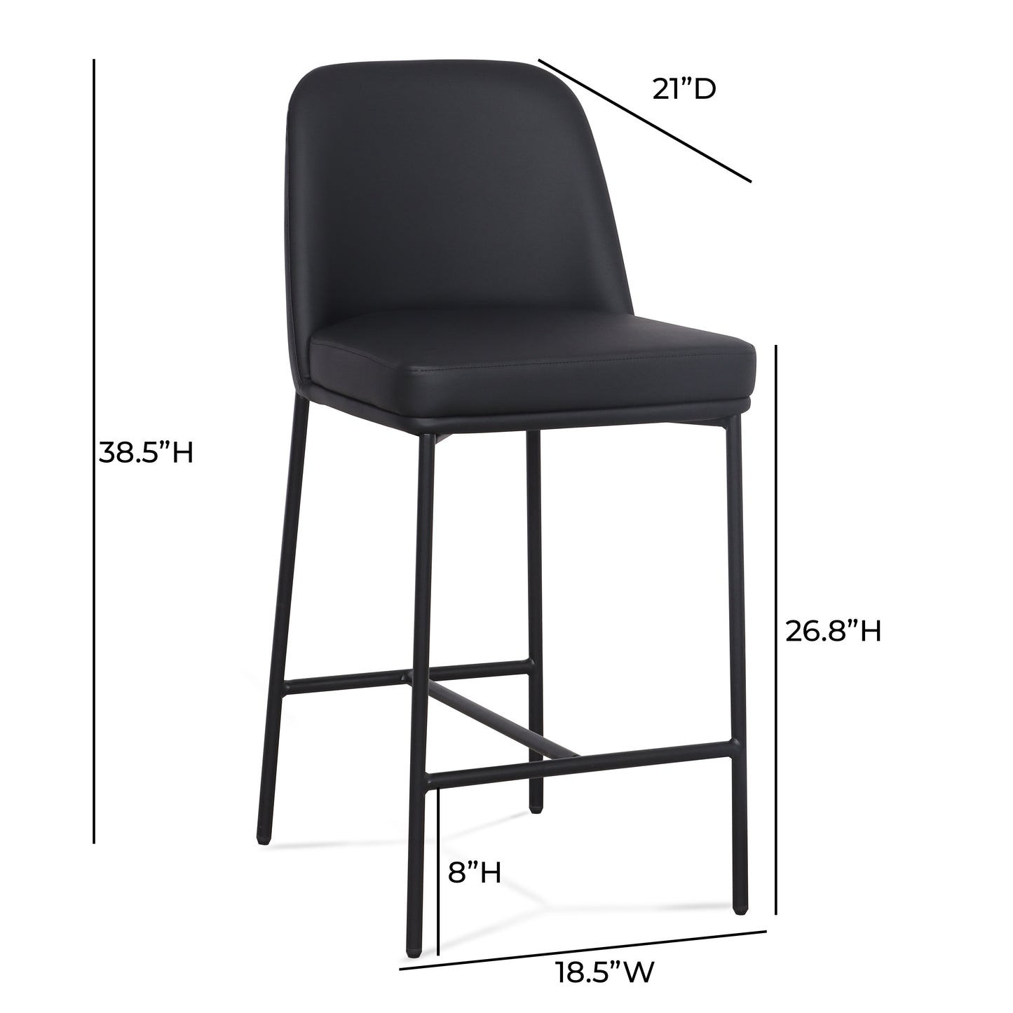Sydney Performance Vegan Leather Counter Stool - Set of 2 - Black - Image 8
