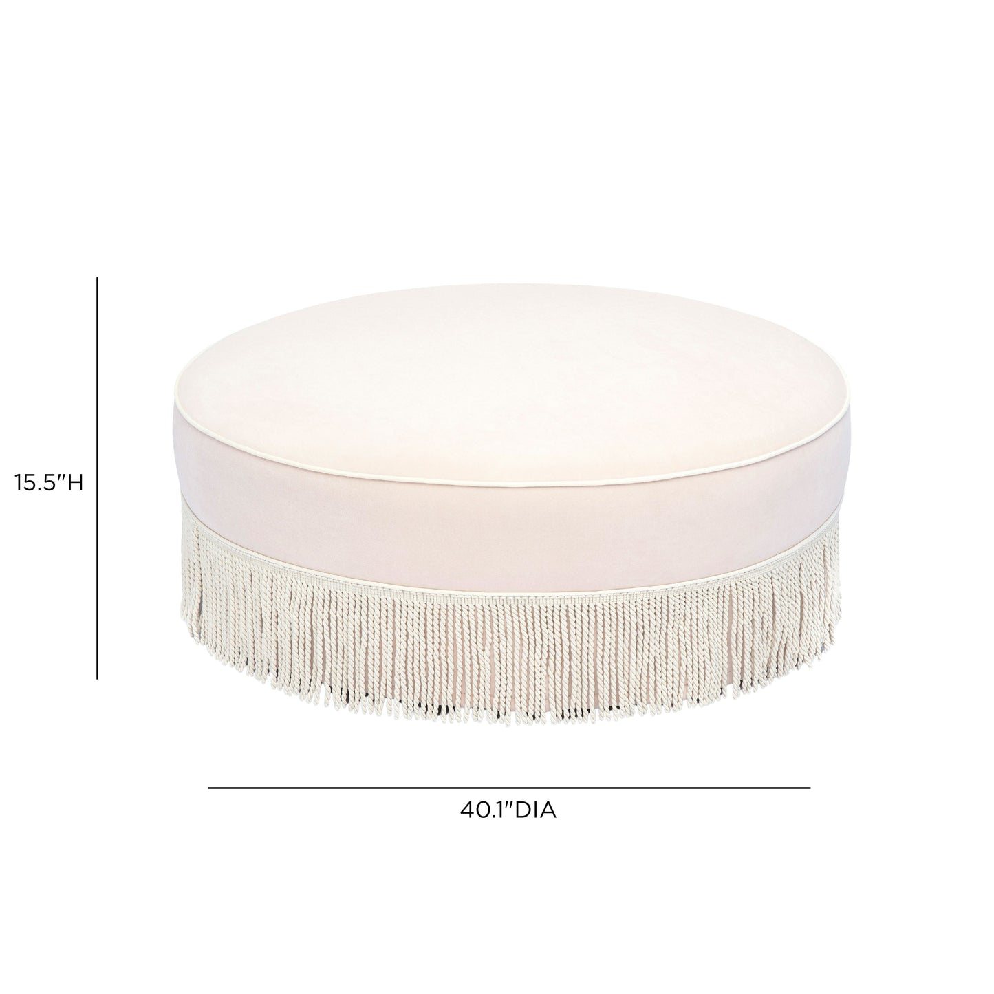 Tassy Tasseled Round Ottoman - Pink - Image 6