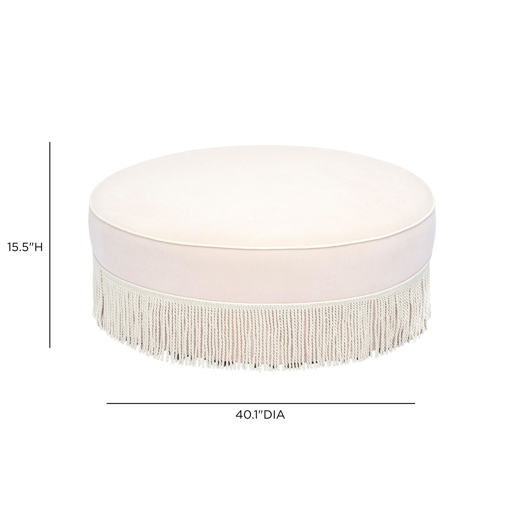Tassy Tasseled Round Ottoman - Pink - Image 6