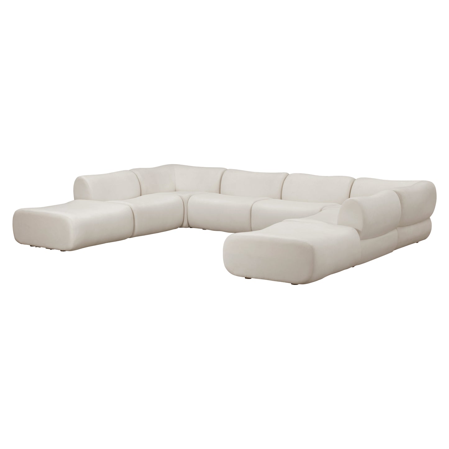 Zenith 8-Piece Contract-Grade Upcycled Fabric Modular U-Sectional - Cream - Image 3