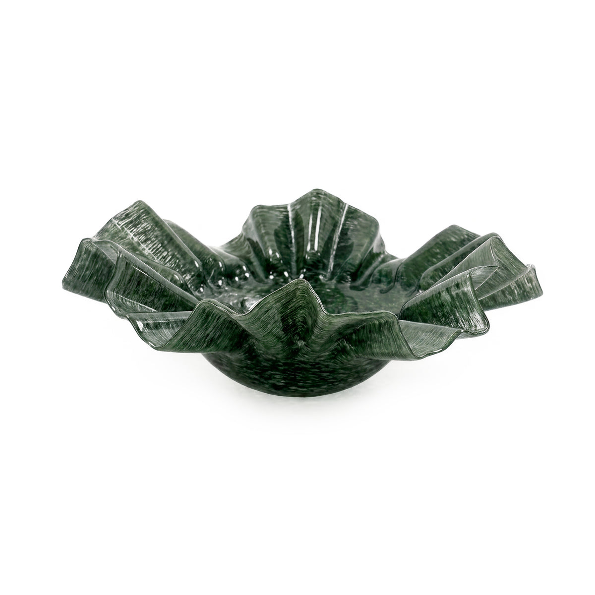 Col Green Glass Bowl (9"-11") - 11" - Image 1