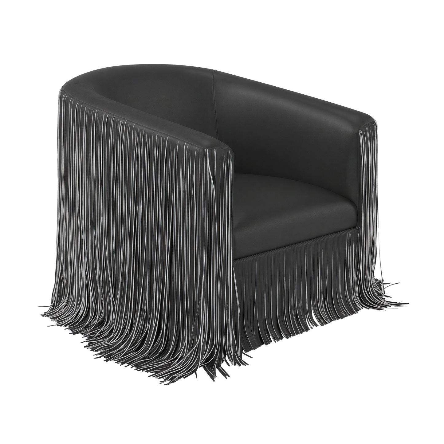 Shag Me Performance Vegan Leather Swivel Accent Chair - Black and White - Image 1