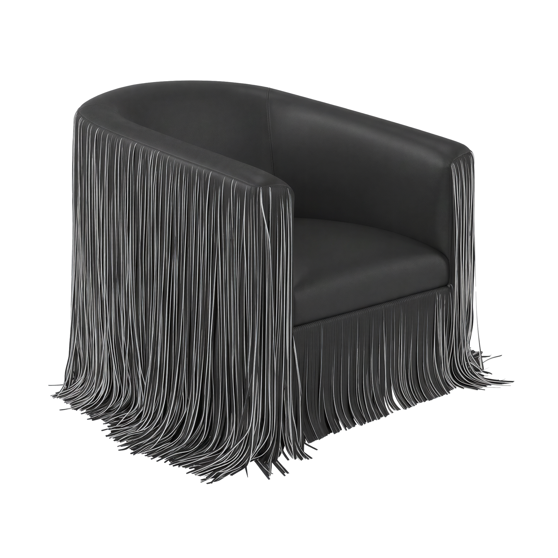 Shag Me Performance Vegan Leather Swivel Accent Chair - Black and White - Image 1